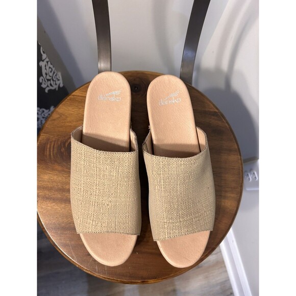 DANSKO Maci Open Toe Platform Mule Women’s 11 EU 42 Taupe Leather Block Heel - Picture 3 of 7